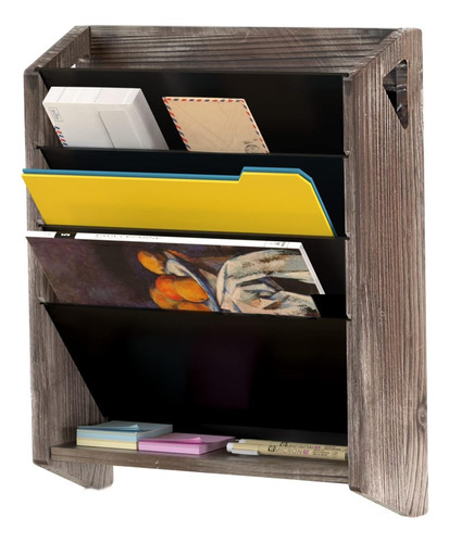 Organizador De Archivos De Pared Rústico De Madera 5 C...