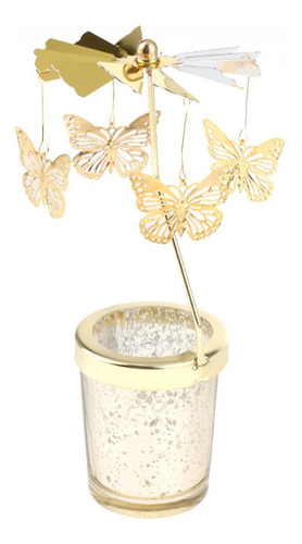Carrossel Fiação Tealight Suporte Borboleta Ouro Borboleta