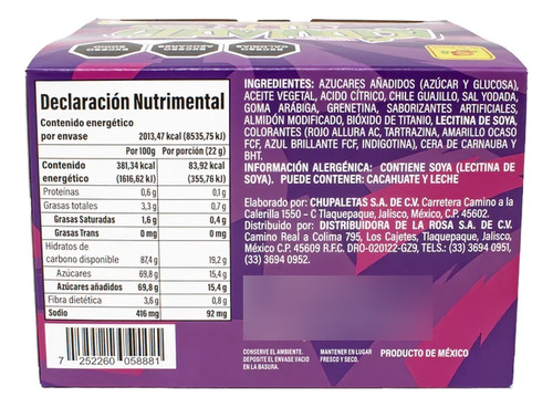 Dulce Acidito Con Chile De La Rosa Acidulado Cubix 24 Piezas