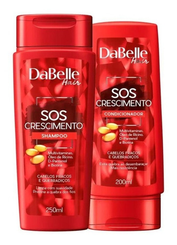Shampoo E Condicionador Dabelle Hair Sos Crescimento Em Frasco De 450ml De 450g Pacotes