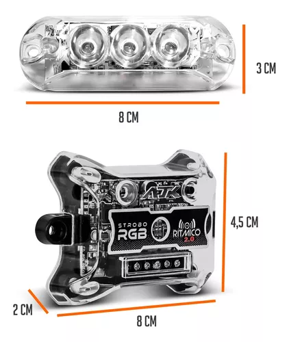 4 Strobo Automotivo Carro Ajk 4 Faróis Rgb Com Controle Novo