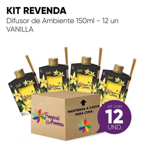 Kit Revenda Difusor De Ambiente Vanilla 150ml - 12 Un