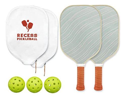 Recess Pickleball Paddles Set - 2 Paddles + 3 Pickle Fvbpr