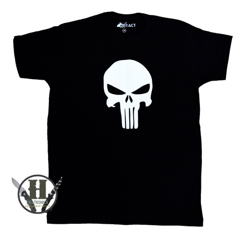 Remera Tactica Negra Punisher Elastic Rotact Todos Los Talle