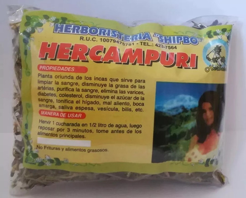 3 Bolsas Hercampuri 40 Grs Diabetes Producto Natural