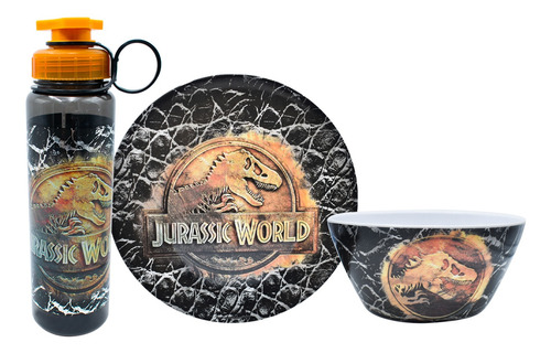Vajilla Melamina Jurassic Park-world 3pz Infantil Plato Vaso