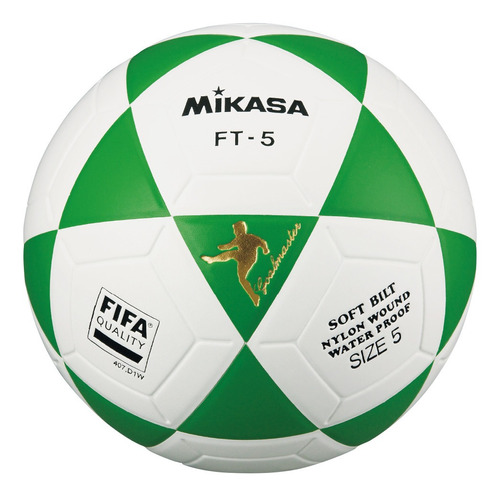 Bola de futebol Mikasa FT-5 nº 5 Unidade x 1 unidades  cor branco e verde