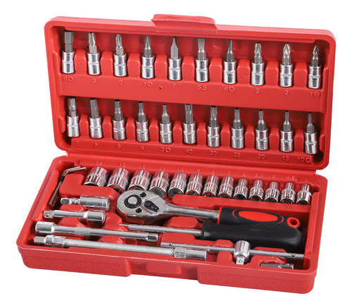 Jogo De Soquete Catraca E Chave Philips Fenda Enc 1/4 46pç