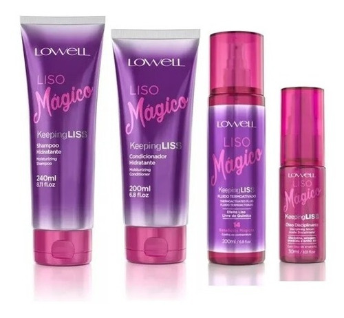 Imagem 1 de 9 de Kit Liso Magico Sh + Cond + Fluido + Óleo Lowell + Brinde