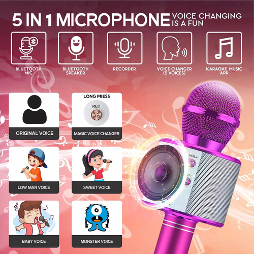 Micrófono Inalámbrico De Karaoke Con Bluetooth Y Altavoz