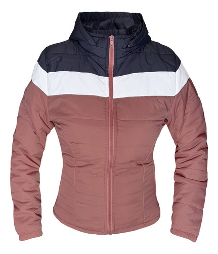 Chaqueta Mujer Semi Impermeable Capota Invierno Ligera Freya Azul/palo De Rosa 