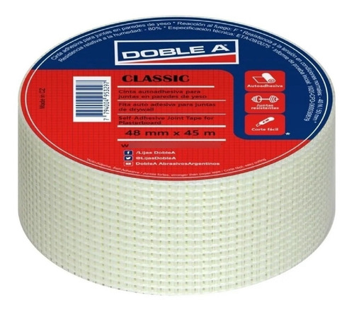 Imagen 1 de 5 de Cinta Tramada Para Durlock 48 Mm X 45 M Doble A Alba