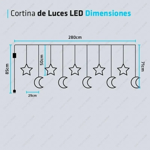 Combo Led Navidad Bc 1 Cortina 3.6m + 1 Alambre 10m Premium