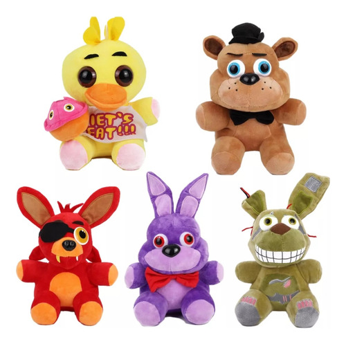 Pack 5 Felpa Fnaf Chica Bonnie Freddy Foxy With Bag