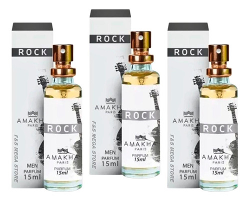 Kit 3 Perfume Rock Masculino Amakha Paris Bolso Ou Bolsa