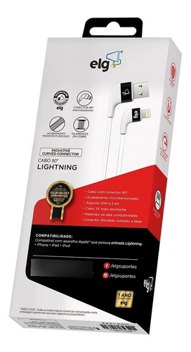 Imagem 5 de 7 de Cabo De Dados E Carga iPhone Lightning Conector 90 Graus Mfi