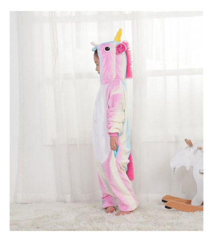 Pijama Y Disfraz Enterito Polar Unircornio Rosa-multicolor