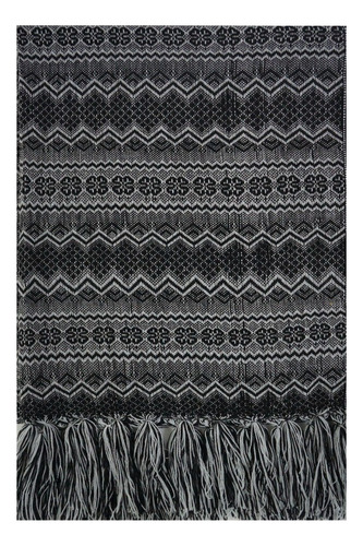 Rebozo Artesanal Color Gris Blanco