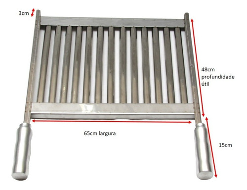 Grelha Uruguaia Em Inox Parrilha Para Churrasco 65cm Largura