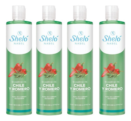 4 Pack Shampoo De Chile Y Romero Shelo