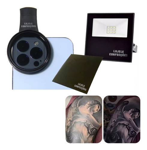 Refletor 10w Com Pelicula E Lente Filtro Cpl 52mm Para Foto De Tattoo cor preto LUJELE CONFECÇÕES Polarizadora Tatuador