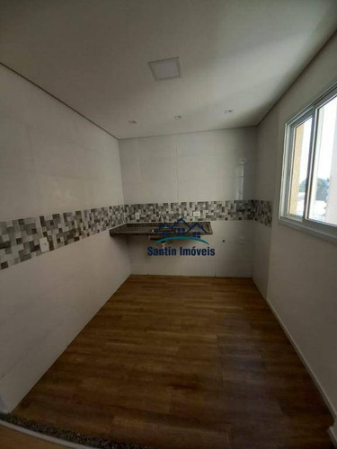 Cobertura Com 2 Quatos, (01 Suíte) 60% Com Telhado , 02 Vagas Cobertas À Venda, 106 M² - Vila Alice - Santo André/sp - Co0615
