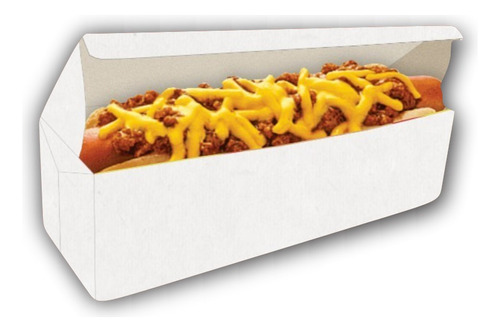 Caixinha Embalagem Hot Dog Delivery Branco -  300 Pçs - 25cm