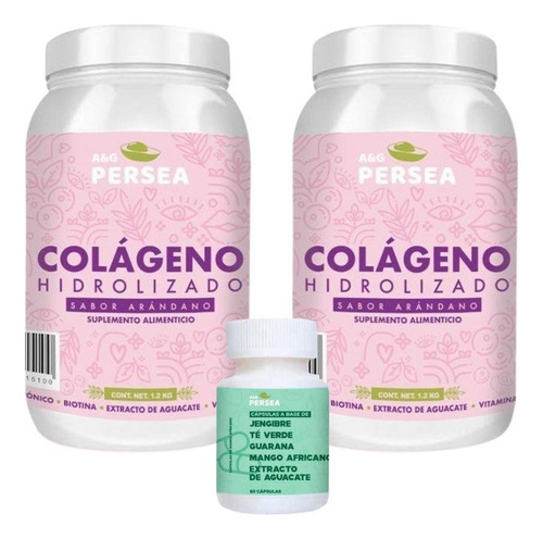 2 Colageno Hidrolizado A&g Persea Sabor Arandano 1.2 Kg C/u 