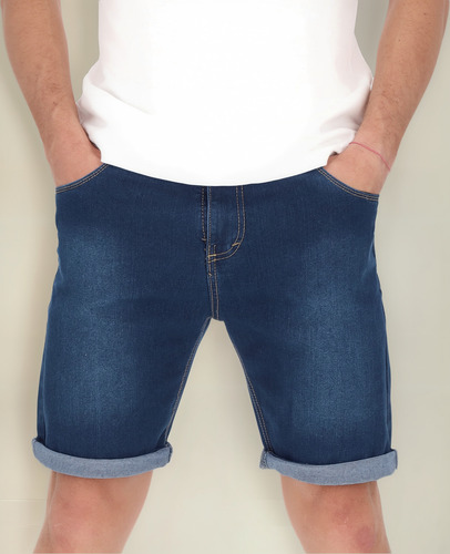 Bermuda Para Hombre De Mezclilla Slim Pantalones Cortos Moda