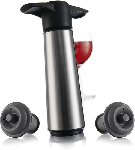 Vacuvin Bomba De Vacio Acero Para Botellas Vino 2 Tapones Color Acero inoxidable