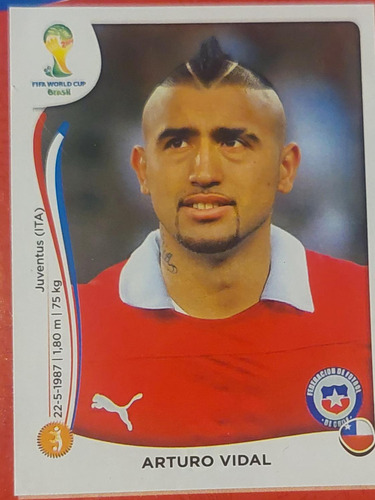 Lámina Álbum Mudial Brasil 2014 Arturo Vidal Reciclado 