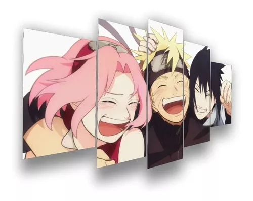 Quadro Mosaico 5 Peças Naruto Sakura Desenhos Animes Desenh