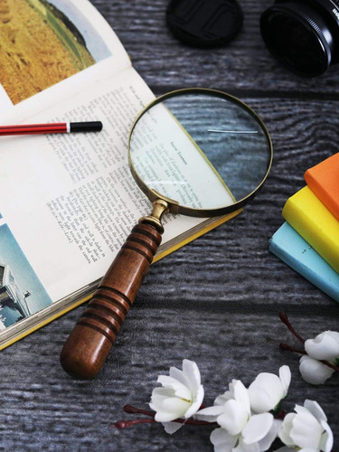 10x Handheld Magnifying Glass Lens, Antique Brass Magnifi...