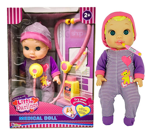 Imagen 2 de 9 de Bebe Doctor Muñeca Sonido Little Darling Pce 3494 Bigshop