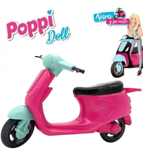 Muñeca Poppi Articulada Kiara Y Su Moto Juguetes Niña 30cm