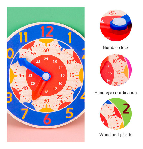 Reloj De Madera Con Dibujos Animados, Juguete De Aprendizaje