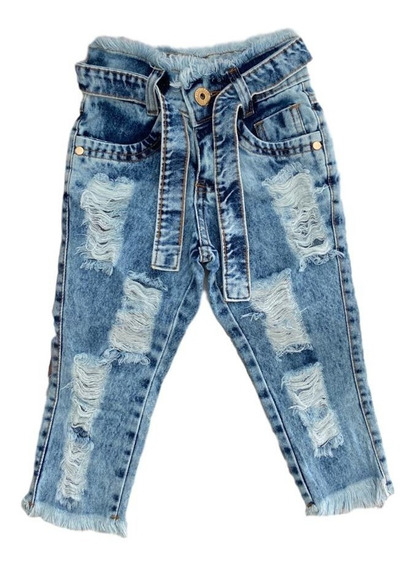 calça jeans destroyed infantil