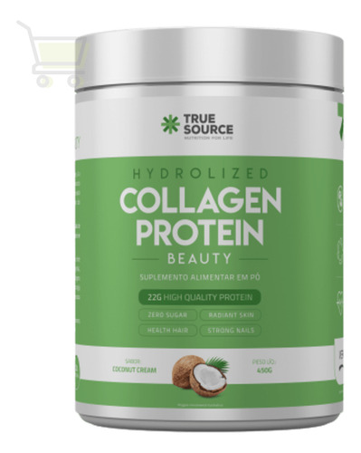 True Hydrolized Collagen Protein 450g True Source - Sabores Sabor Coconut cream