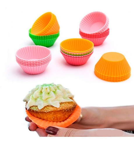 Molde Muffins Silicona Individual X12 Unidades Goma Cupcakes