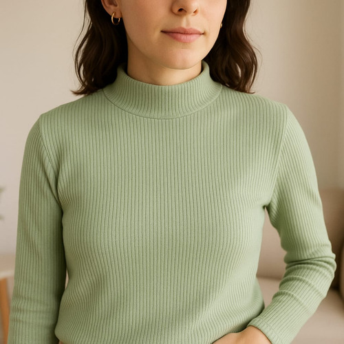 Media Polera Sweater Lanilla Brush Mujer Basico Moda
