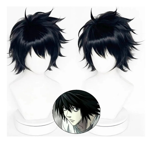 Zh Peluca Cosplay Death Note L L.lawliet, Corta, Negra