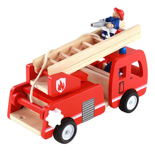 Brinquedo De Madeira Do Caminhão De Bombeiros, Fingir Jogar