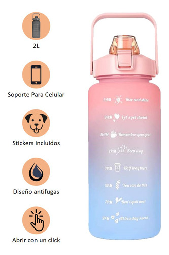 Botella De Agua Deportiva Gran Capacidad 2l