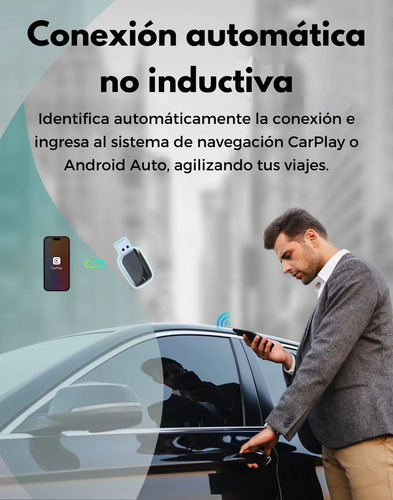 Android Auto Inalambrico Car Play 2 En 1 Adaptador Usb Smart Negro