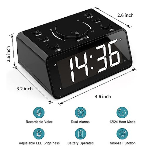 Reloj Despertador Inalámbrico Con Alarma Doble Y Voz Grababl