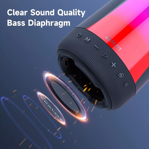 Q Zealot S66 Altavoz Bluetooth Portátil - 11 Colores De Luz