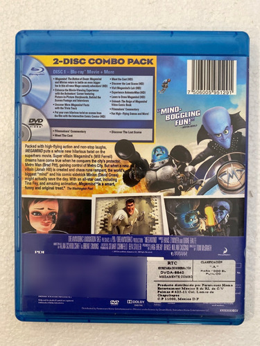 Bluray Original + Dvd Megamente Megamind Tom Mcgrath (Usado)