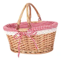 Comprar Canasta De Picnic Con Mango De Canasta De Mimbre Rojo