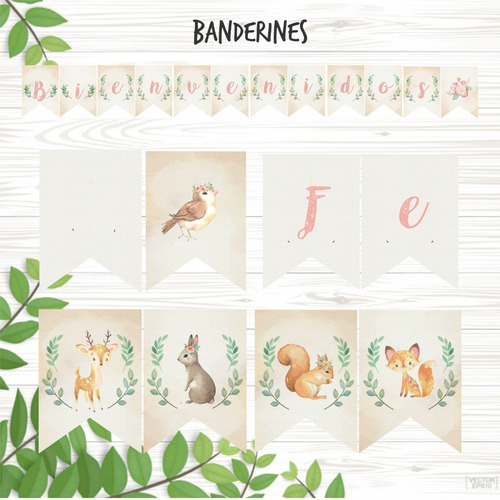 Kit Imprimible Animales Del Bosque Pastel Cumpleaños Comple