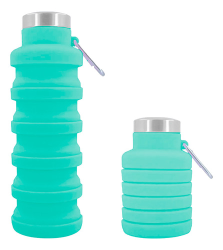 Botella Agua Plegable Silicona Deportiva Portatil 500ml Color Verde